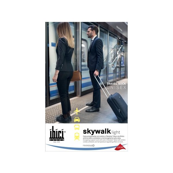 Κάλτσες Ταξιδίου Κάτω Γόνατος Unisex 16-20 mmHg Segreta Skywalk Ibici - Μαύρο