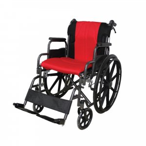 Αναπηρικό Αμαξίδιο σειρά Golden με Μεγάλους Συμπαγείς Τροχούς, Ανυψούμενα Πλαϊνά, Αποσπώμενα Υποπόδια, Φρένα στις Χειρολαβές και Κόκκινο-Μαύρο Αναπαυτικό Κάθισμα - 0808480 - Σε 12 άτοκες δόσεις