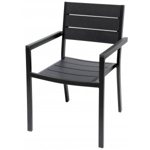 Καρέκλα Αλουμινίου με Συνθετικό Ξύλο Polywood Ανθρακί - W54xD54xH40/81,5cm