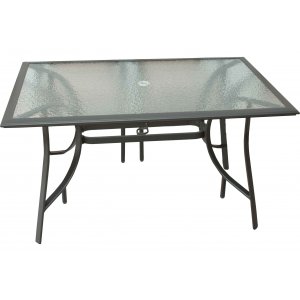 Τραπέζι Κήπου Ανθρακί Αλουμινίου με Γυαλί - L145xW85xH73cm
