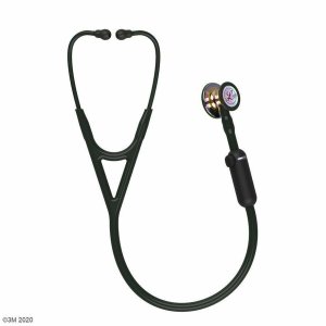 3M Littmann® CORE Digital Stethoscope 8572 High Polish Rainbow Chestpiece, Black Tube, Stem & Headset