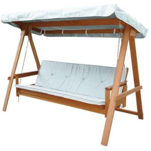 Κούνια-Κρεβάτι Τριθέσια με Εκρού Μαξιλάρια και Οροφή - W2350xD1175xH1785mm
