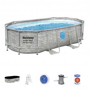 56714  POWER STEEL 427X250X100CM Oval Pool Set - Σε 12 Άτοκες Δόσεις