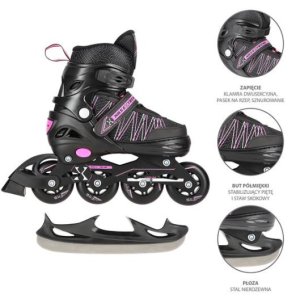 Αυξομειούμενα Roller NH11912 A 2σε1 Μαύρο/Ροζ Medium(35-38) IN-LINE SKATES/HOCKEY ICE SKATES - σε 12 άτοκες δόσεις