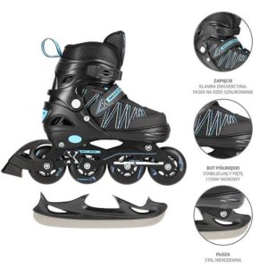 Αυξομειούμενα Roller NH11912 A 2σε1 Μαύρο/Μπλε Medium(35-38) IN-LINE SKATES/HOCKEY ICE SKATES - σε 12 άτοκες δόσεις