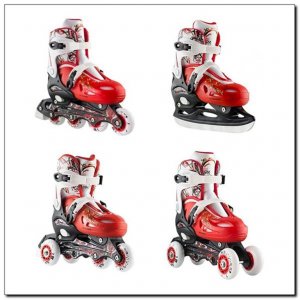 Αυξομειούμενα Πατίνια Roller INLINE/ICE-SKATES NILS EXTREME NH0320A 4 ΣΕ 1 Κόκκινο - SMALL (31-34) - σε 12 άτοκες δόσεις