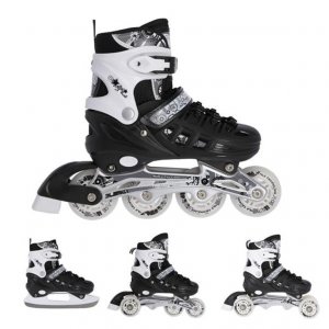 Αυξομειούμενα Πατίνια Roller NH 10905 ΣΕΤ 4 ΣΕ 1 INLINE SKATES NILS EXTREME ΜΑΥΡΟ -SMALL (31-34) - σε 12 άτοκες δόσεις