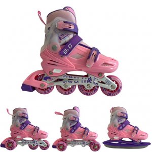 Αυξομειούμενα Roller GC BW125 ΣΕΤ 4 ΣΕ 1 INLINE SKATES  Ροζ/Μωβ- Small(31-34) - σε 12 άτοκες δόσεις