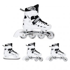 Αυξομειούμενα Roller NH10905 4 ΣΕ 1 INLINE SKATES NILS EXTREME ΑΣΠΡΟ ΜΕ LED ΤΡΟΧΟΥΣ -LARGE(39-42) - σε 12 άτοκες δόσεις