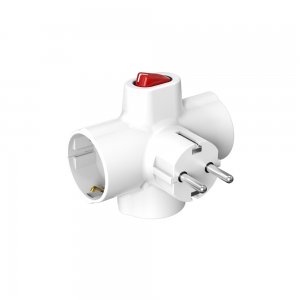 Αντάπτορας σταυρός σούκο 3 θέσεων με διακόπτη KF-ZB-01/03K TELCO Λευκός - 150177