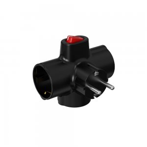 Αντάπτορας σταυρός σούκο 3 θέσεων με διακόπτη KF-ZB-01/03K TELCO Μαύρος - 150178