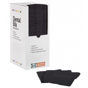 Οδοντιατρική πετσέτα Μαύρη (500τμχ) 2ply χαρτί + 1ply πλαστικό - 33cm x 45cm - 108.081.BL