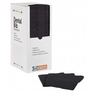 Οδοντιατρική πετσέτα Μαύρη (500τμχ) 2ply χαρτί + 1ply πλαστικό - 33cm x 45cm - 108.081.BL