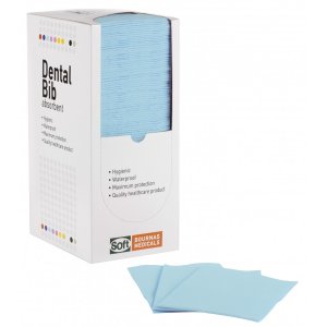 Οδοντιατρική πετσέτα Γαλάζια (500τμχ) 2ply χαρτί + 1ply πλαστικό - 33cm x 45cm - 108.081.B
