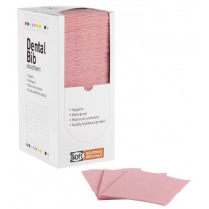 Οδοντιατρική πετσέτα Ροζ (500τμχ) 1ply χαρτί + 1ply πλαστικό - 33cm x 45cm - 108.082.P