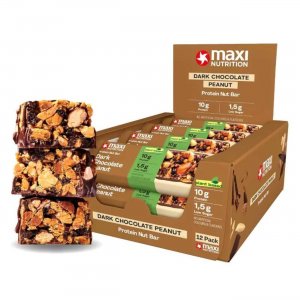 Maxi Nutrition Protein Nut Bar Dark Chocolate Peanut (12 x 46 gr)  Salted Peanut ( Vegeterian)