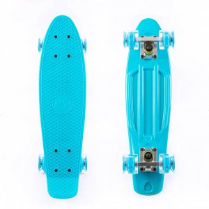 Πλαστικό mini cruiser skateboard 22.5'' Μπλε με LED ρόδες Fish - SK-22INCH-LED-BLUE - Σε 12 Άτοκες Δόσεις