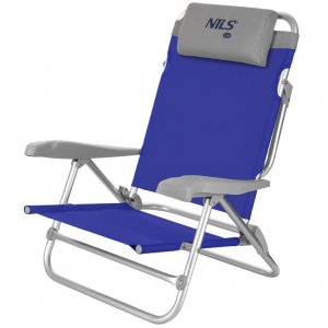Πτυσσόμενη Καρέκλα/Ξαπλώστρα Παραλίας Αλουμινίου NILS CAMP NC3502 με Ανάκλιση 7 θέσεων Μπλε/Γκρι - σε 12 άτοκες δόσεις