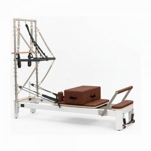 Viking Aluminium Pilates Reformer with Tower, Brown Leather - 106939 - Σε 12 Άτοκες Δόσεις