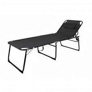 Summer Club Ξαπλώστρα Παραλίας Μαύρη Αλουμινίου με Μαξιλαράκι 200x70x45εκ. 19397 - Σε 12 Άτοκες Δόσεις