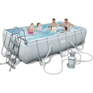 15790 Bestway Power Steel Πισίνα με Μεταλλικό Σκελετό 404x201x100εκ. Γκρι - Σε 12 Άτοκες Δόσεις