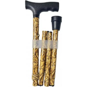 Σπαστό Μπαστούνι Στήριξης Animal Print Mb.hc034/1 Καφέ Μαύρες Λεπτομέρειες