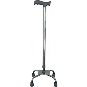 Medical Brace Τετράποδο Μπαστούνι Βάδισης Τηλεσκοπικό Ασημί MB.HC042