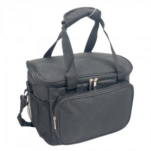 Υφασμάτινο ψυγείο 15L με εξωτερική τσέπη, χερούλια και ιμάντα ώμου Μαύρο - Yaia - 2853