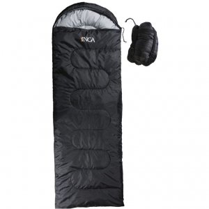 Υπνόσακος INCA Nanopack με μαξιλάρι Μαύρο 220χ75cm με ιμάντες συμπίεσης - σε 12 άτοκες δόσεις